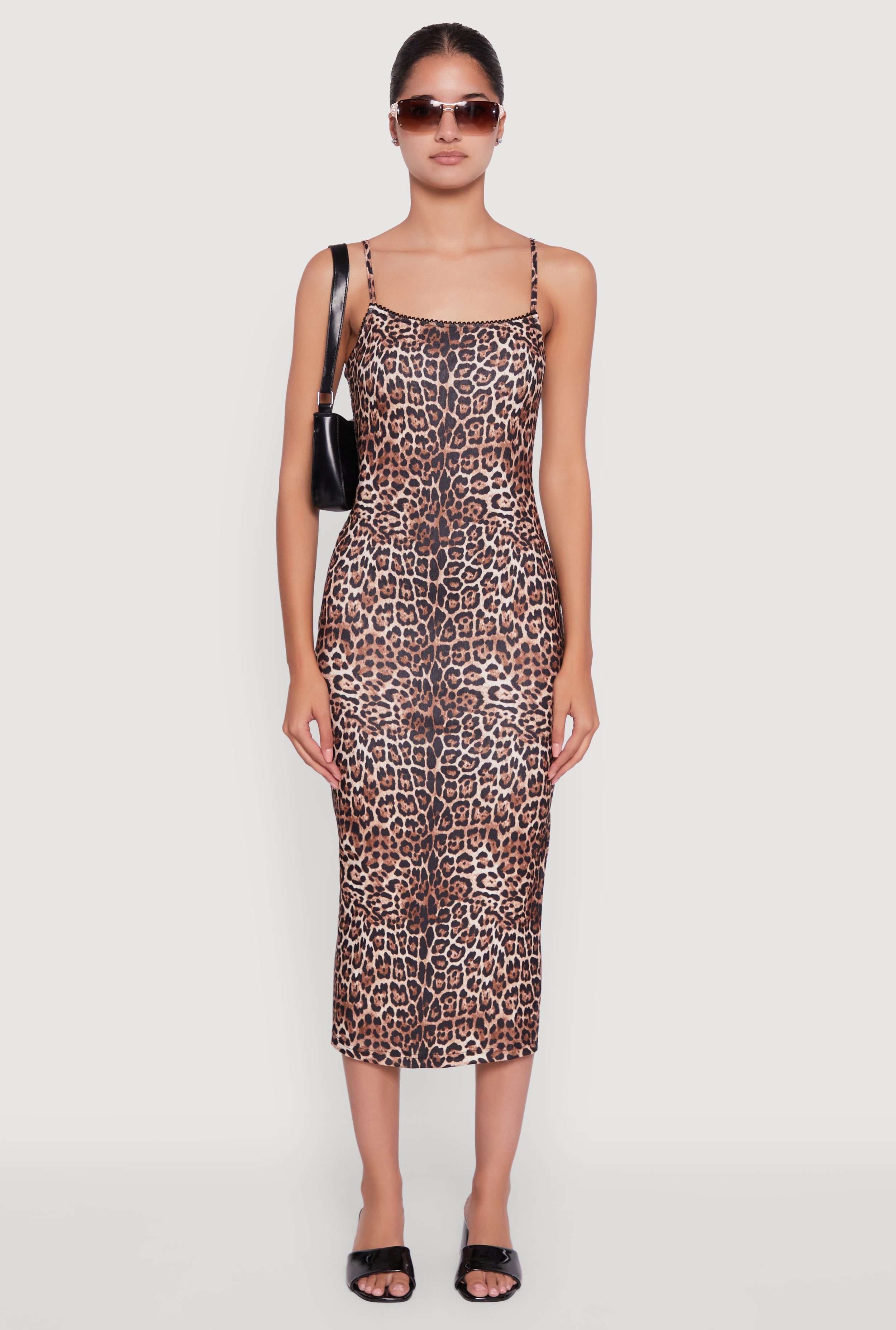 Trendy Square Neck Leopard Print Cami Dress