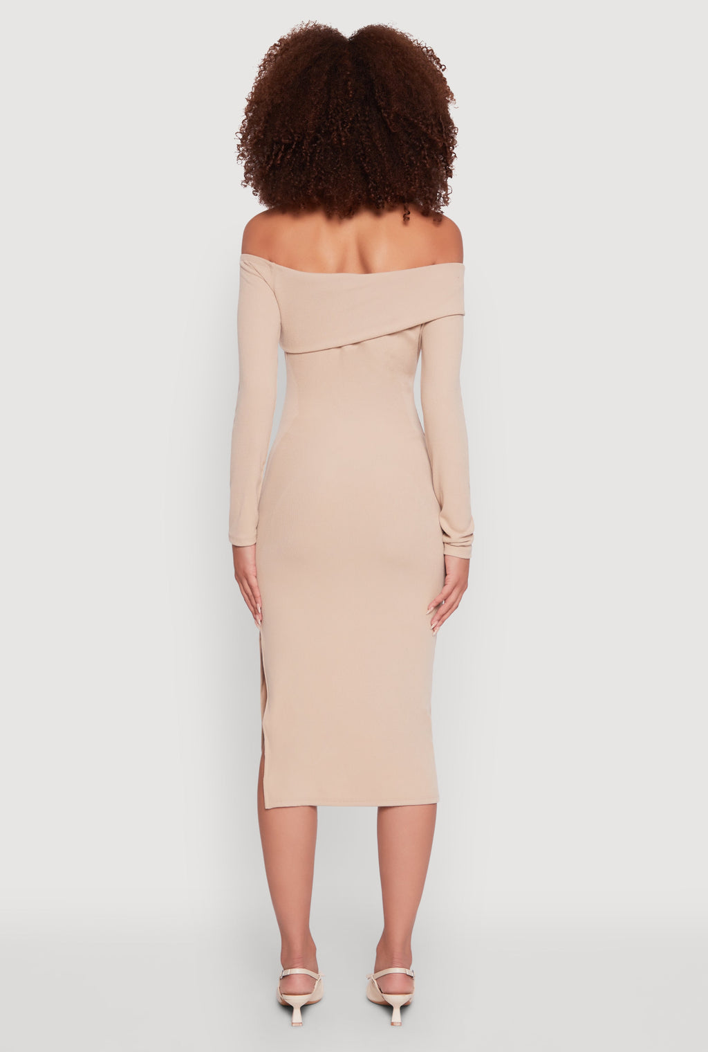 Asymmetrical Fold Over Off The Shoulder Side Slit Dress