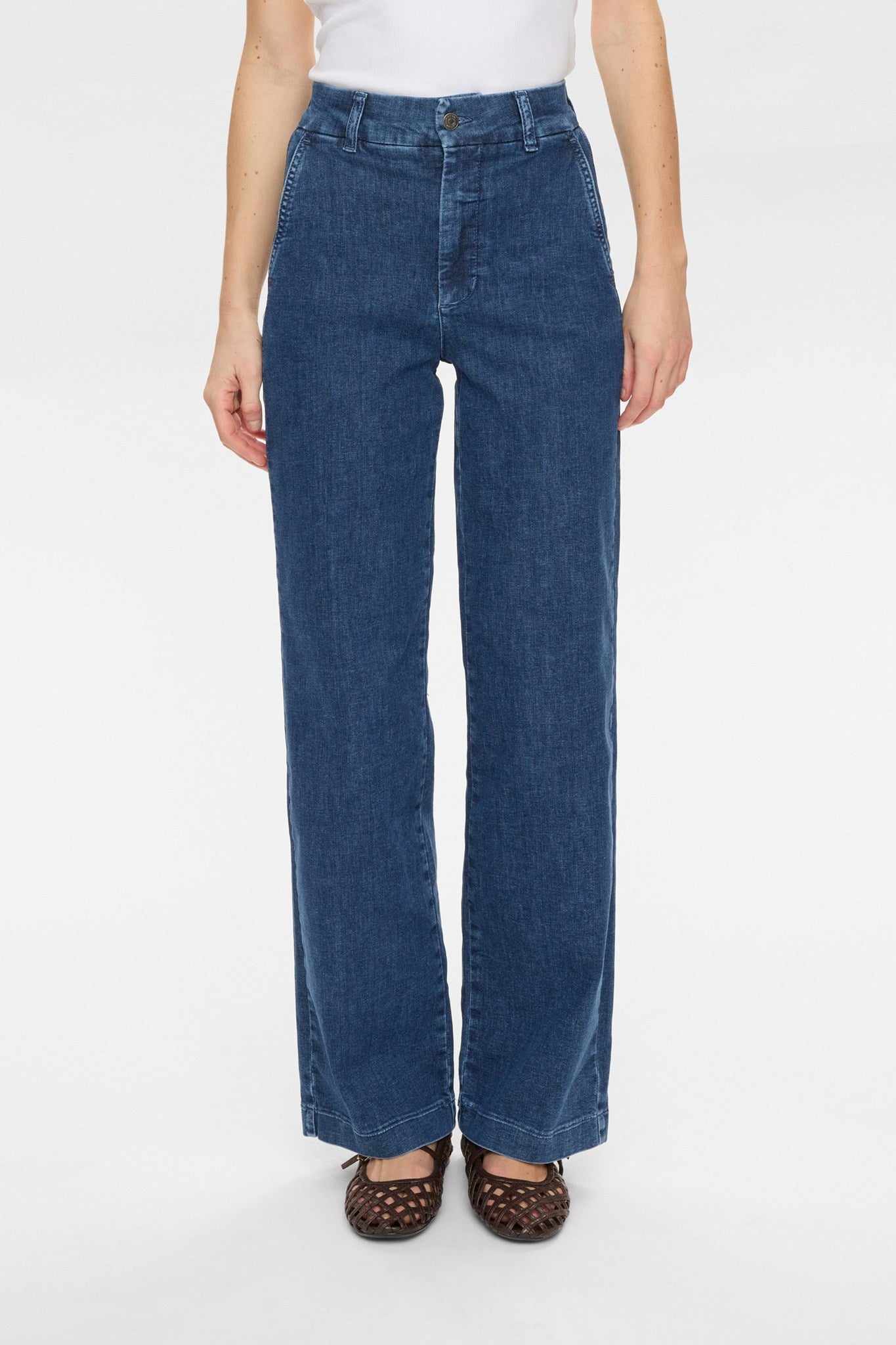 NUAMBER HR WIDE JEANS - R3013 - Medium Blue Denim